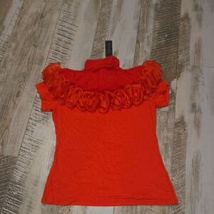 Gracia Bold Red Ruffled Blouse